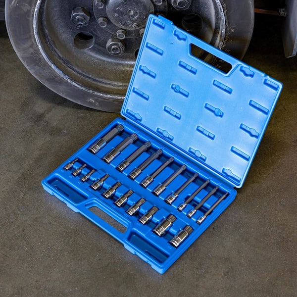 NEIKO XZN Triple Spline Square Bit Set, Extra Long 4 in. 4 mm to