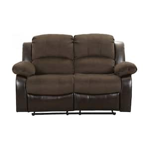 Bianca 62.5 in. W Textured Plush Microfiber Rectangle Double Manual Reclining Loveseat in Chocolate