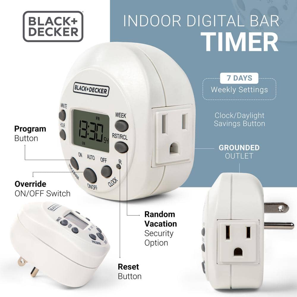 White Polycarbonate Indoor Programmable Digital Timer Outlet