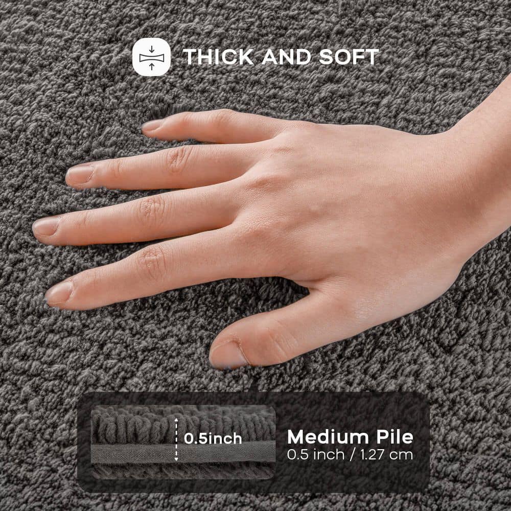 Gray Cotton Tufted Reversible Bath Rug Set