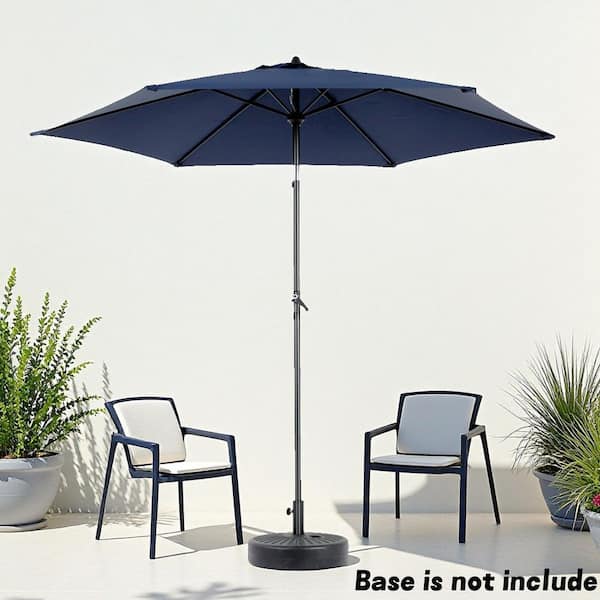 9 ft. Steel Outdoor Market Patio Umbrella Crank and Tilt Umbrella Without Base in Navy Blue