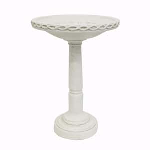 26.5 in. H Cast Stone Light Aged White Birdbath