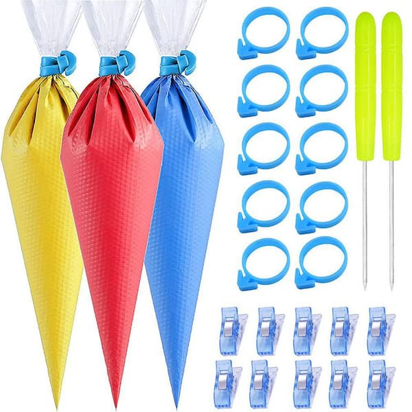 122-Pack 12 in. Tipless Disposable Piping Pastry Bags Decorating Set with Accessories for Royal Icing and Cookies