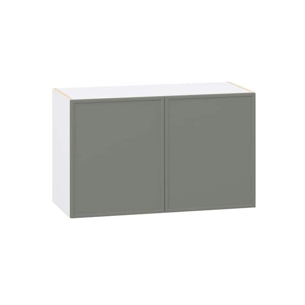 Fairview Moss Green Slim Shaker Assembled Wall Bridge Kitchen Cabinet (33 in. W x 20 in. H x 14 in. D)