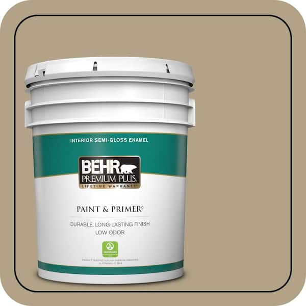 BEHR PREMIUM PLUS 5 gal. Home Decorators Collection #HDC-NT-12 Curly Willow Semi-Gloss Enamel Low Odor Interior Paint & Primer
