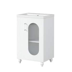 20 in. W x 15.6 in. D x 30 in. H  Bathroom Vanity with Single Sink and White Ceramic Top, Two-tier Shelf, White