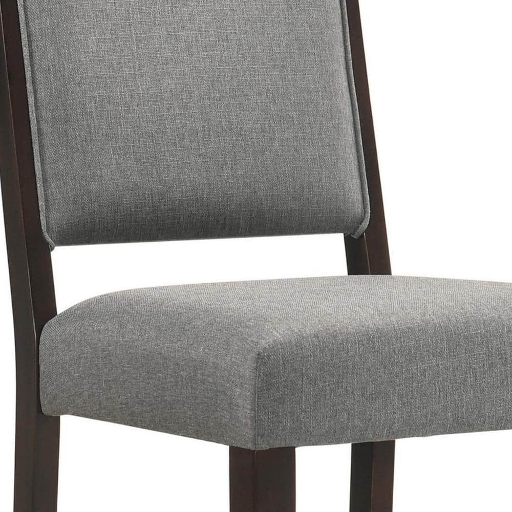 Gray Fabric and Espresso Brown Wood Counter Height Stool, Set of 2