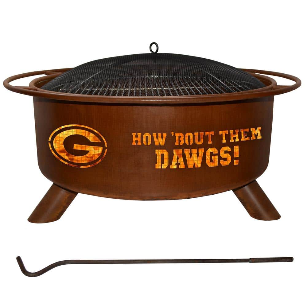 Georgia 29 in. x 18 in. Round Steel Wood Burning Rust Fire Pit with Grill P
