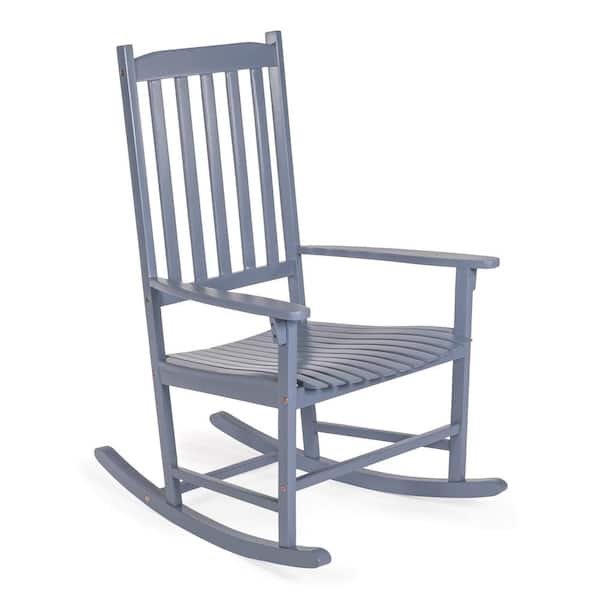 Seagrove Farmhouse Classic Slat-Back 350-LBS Support Acacia Wood Outdoor Rocking Chair, Cashmere Blue