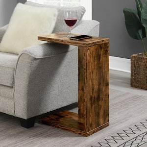 Northfield 11.5 in. W x 26 in. H Barnwood C-Top Wood End Table