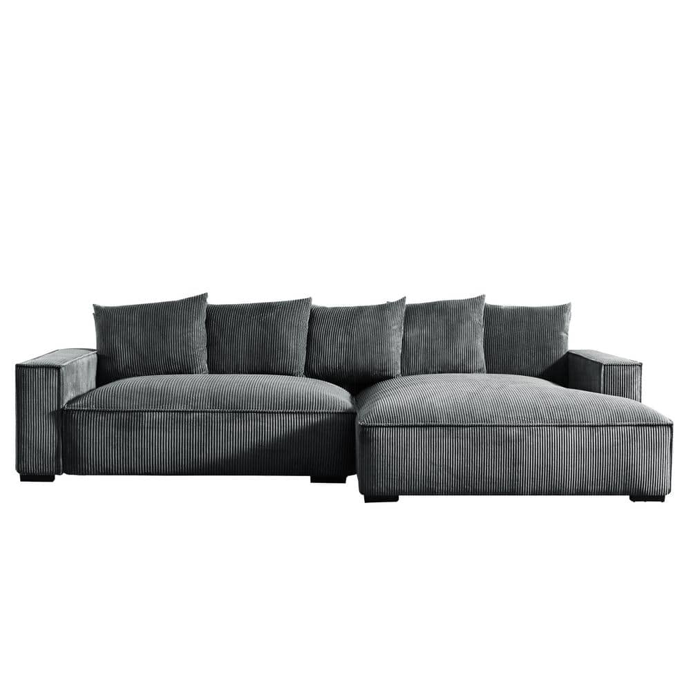 US Pride's Collection 107 in. Arm Velvet L Shaped Leather Modern Luxe Feather Sectional Sofa in Grey price history on PriceWatchPro