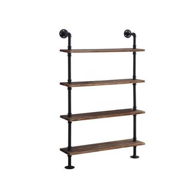 Turner 47.25 in. 4-Brown Wood and Metal 4-Shelf Piping Bookcase