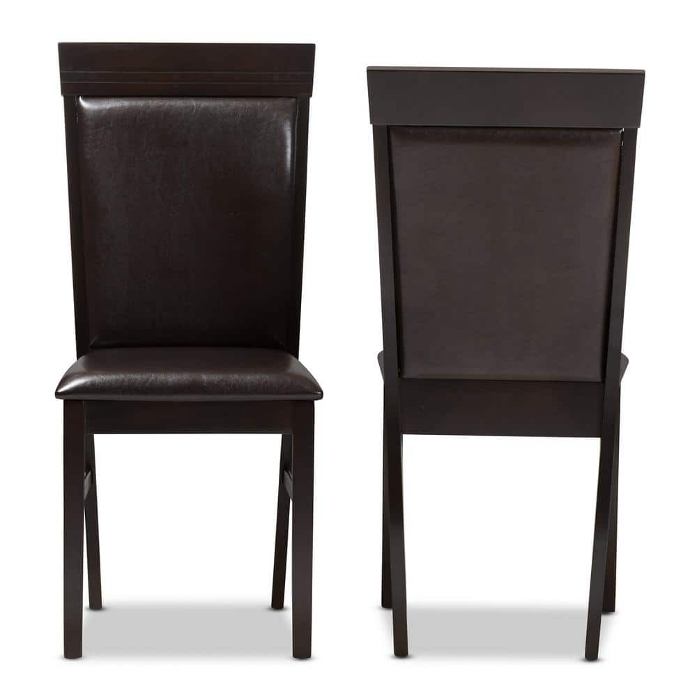 Baxton Studio Thea Dark Brown Faux Leather Dining Chair (Set of 2)  2PC-8031-HD - The Home Depot