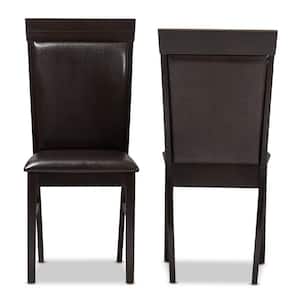 Thea Dark Brown Faux Leather Dining Chair (Set of 2)