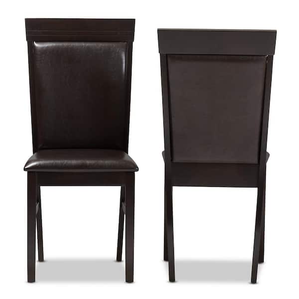 Baxton Studio Thea Dark Brown Faux Leather Dining Chair (Set of 2)