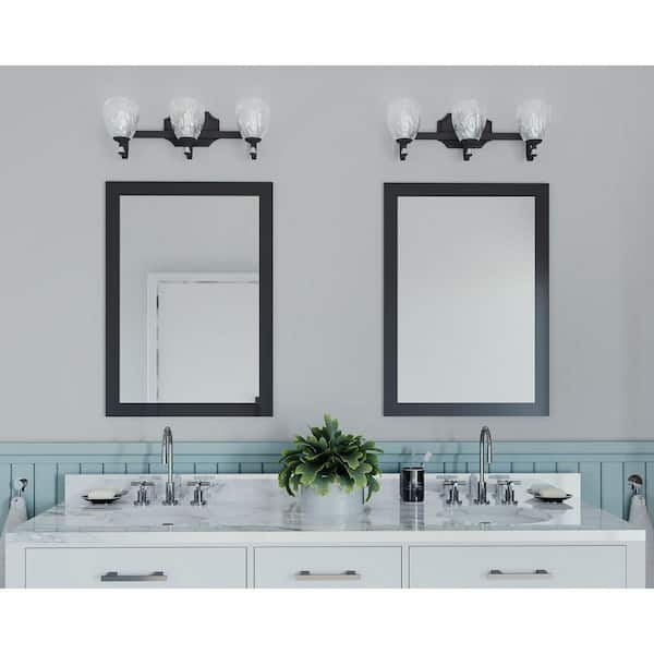 Anjoux Collection 23 in. 3-Light Antique Bronze Clear Water Glass Luxury New Traditional Bathroom Vanity Light