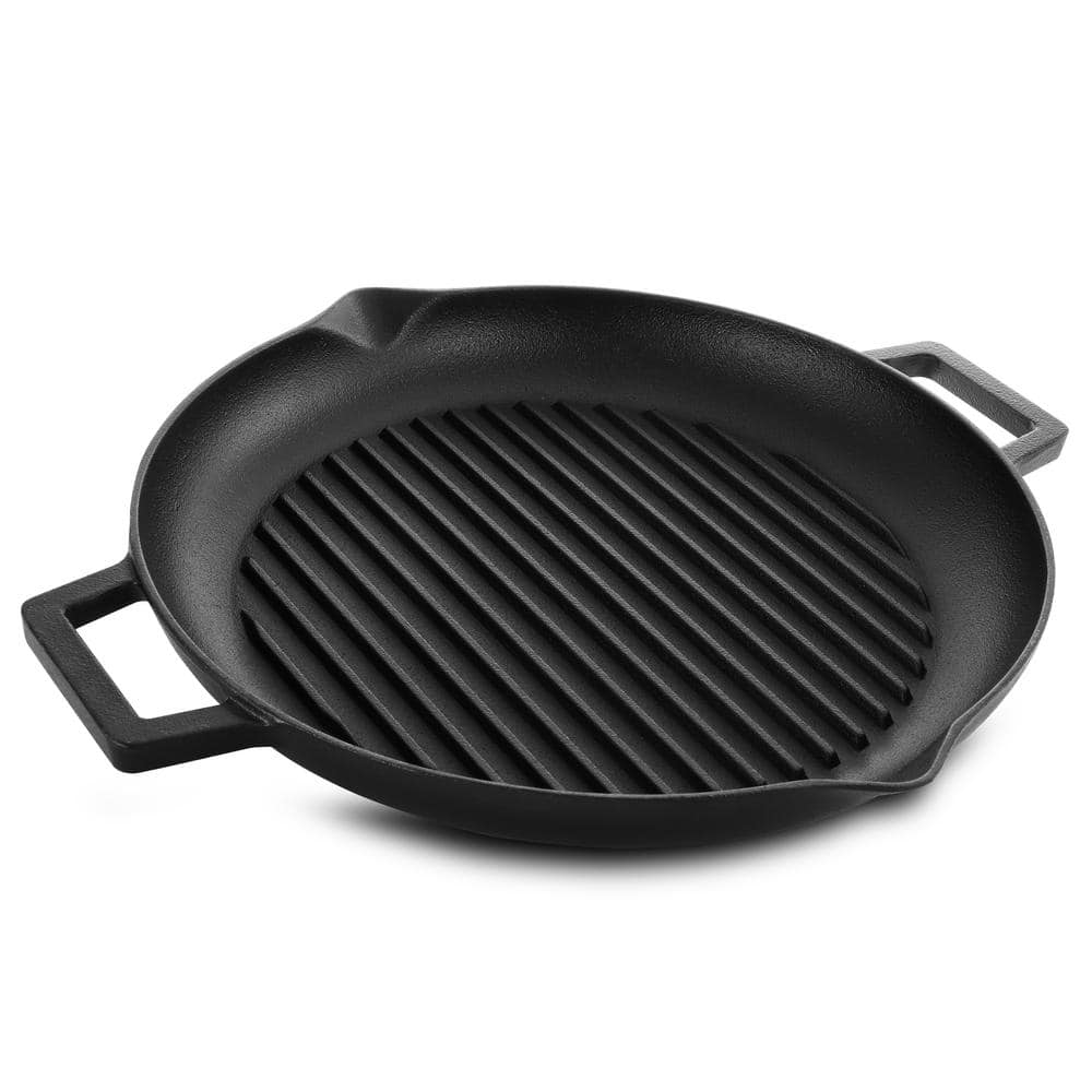 Ayesha Curry Cast Iron Square Grill Pan with Pour Spouts, 10-Inch, French Vanilla