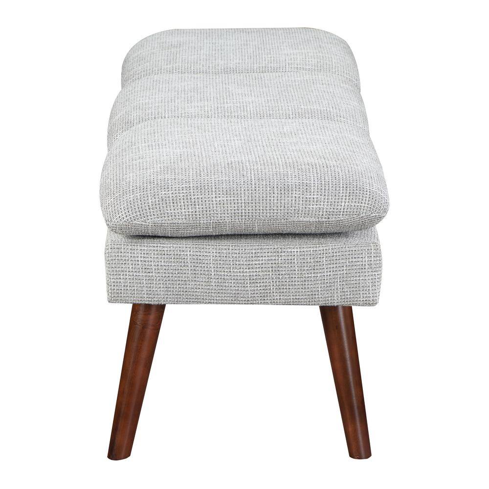 Amanda 54" Gray Fabric Mid-Century Upholstered Bench