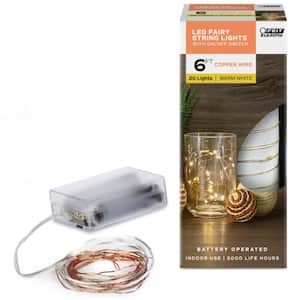 20-Light 6 ft. Battery Operated Mini LED Indoor Copper Wire Warm White Fairy String Light (6-Pack)