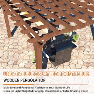 20 ft. W x 12 ft. D Cedar Wood Patio Pergola Shade Structure for Outdoor, Brown