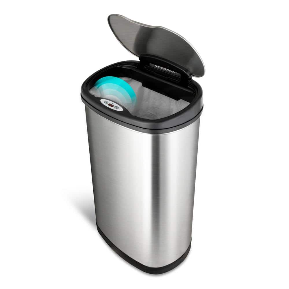 NINESTARS 13.2 Gal. Hands-Free Infrared Motion Sensor Trash Can