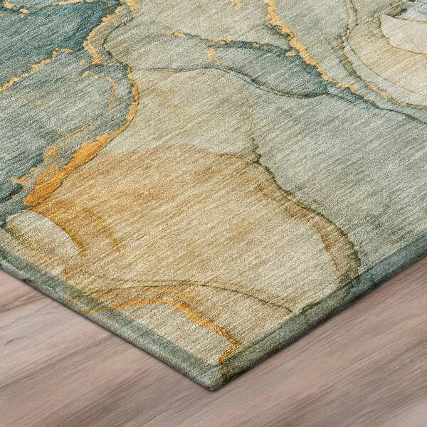 Chantille Machine Washable Indoor/Outdoor Abstract ACN3119 Aqua 10 ft. x 14 ft. Area Rug