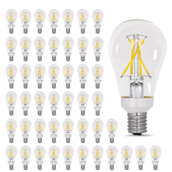 Feit Electric 60-Watt Equivalent A15 Intermediate E17 Dimmable CEC Clear LED Ceiling Fan Light Bulb in Bright White 3000K (48-Pack)