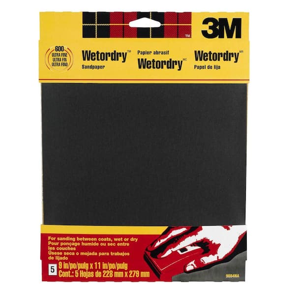 3M 9 in. x 11 in. 600 Grit Ultra Fine Silicon Carbide Sand Paper (5-Pack)