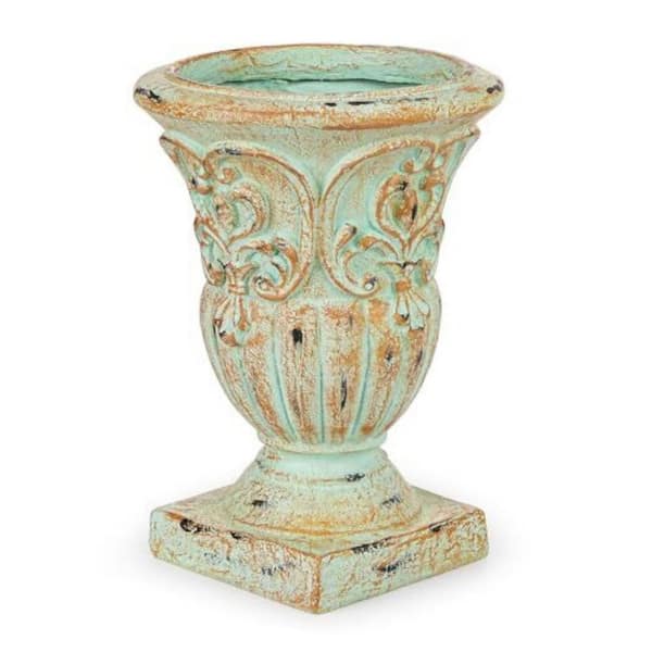 10 in. W x 14 in. H Green Resin Urn