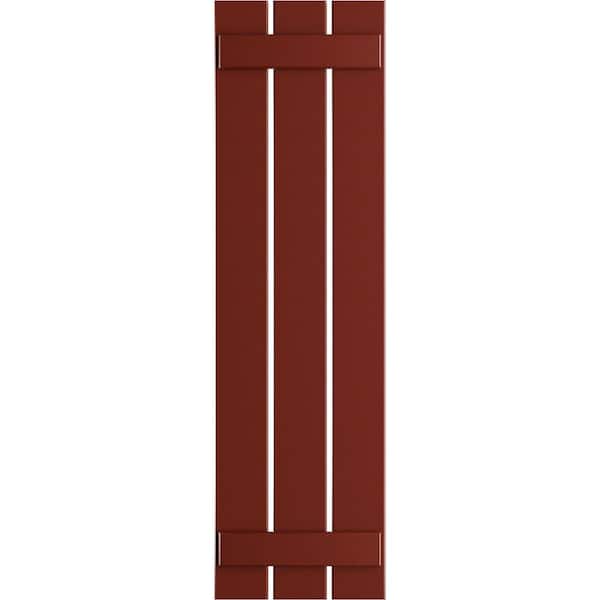 Ekena Millwork 17-1/8 in. x 62 in. True Fit PVC 3-Board Spaced Board and Batten Shutters Pair in Pepper Red