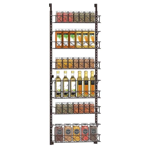 AULEDIO 6Tier Bronze Over Door Pantry Organizer Rack, Adjustable Heavy
