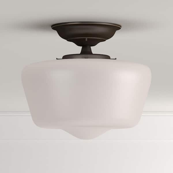 Hampton Bay - Esdale 12 in. 1-Light Oil Rubbed Bronze Semi-Flush Mount