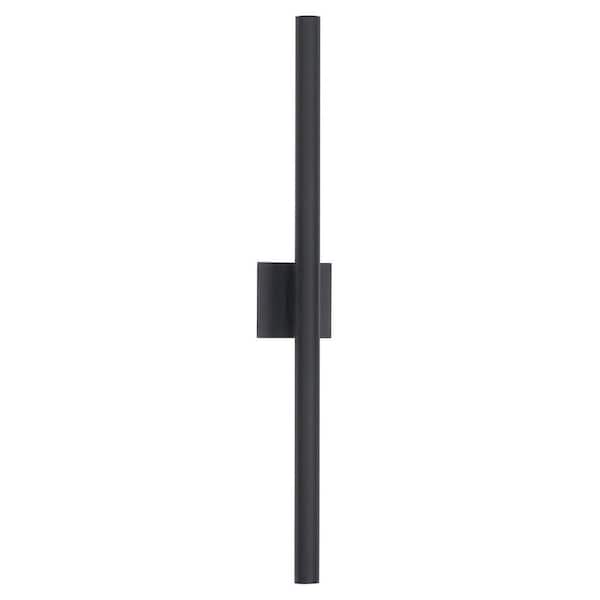 35 in. Black Cylinder Linear Outdoor Waterproof Integrated LED Triac Dimmable Wall Sconces, LED 3000K Porch Light