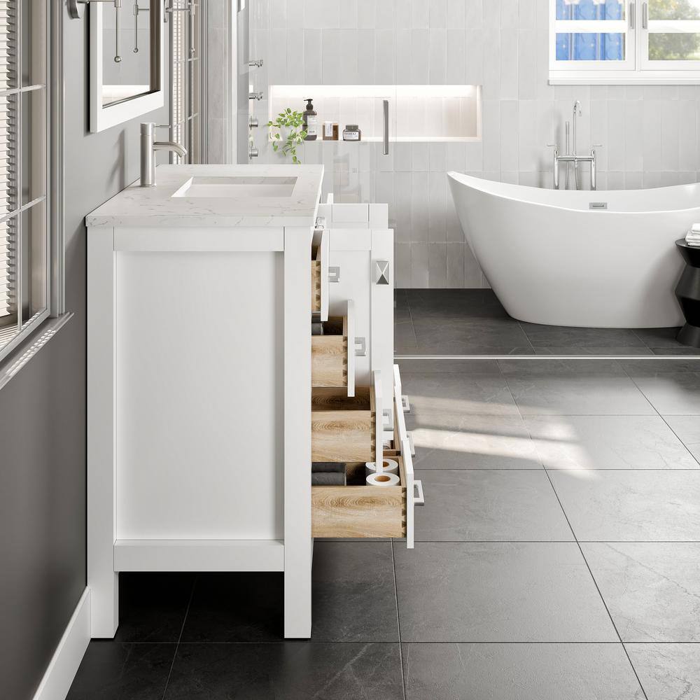 Eviva Hampton 36" White Vanity with Carrara Quartz Top
