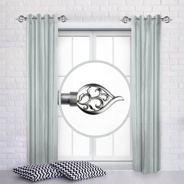 Rod Desyne Flora 12 in. - 20 in. L Adjustable 1 in. Dia Single Side Window  Curtain Rod in Satin Nickel (Set of 2) SIDE100-62-5 - The Home Depot