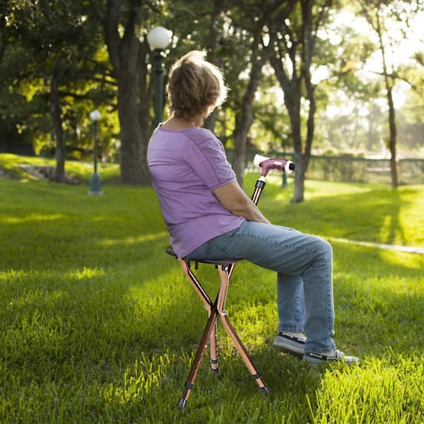 Costway Lightweight Adjustable Folding Cane Seat Aluminum
