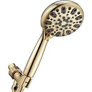High Pressure 6-Spray Wall Mount Handheld Shower Head 2.5 GPM in Polished Brass