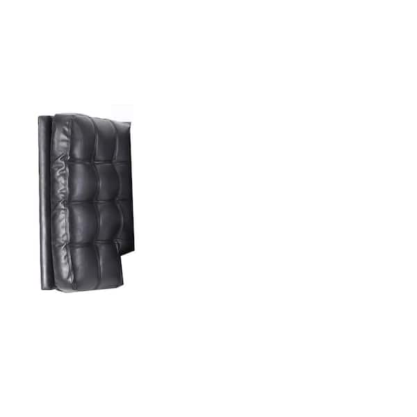 Noble House Berkamn 34.5 in ArmlessFaux Leather Rectangle Sectional Sofa Chaise Lounge Backrest and Cushion in. Midnight Black
