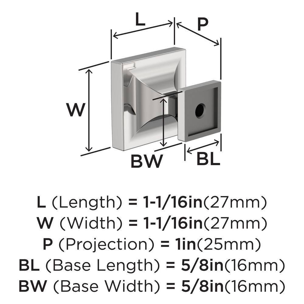 Polished Chrome Square Cabinet Knob with Mounting Hardware