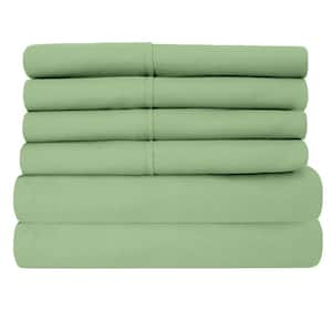 6-Piece Mint Super-Soft 1600 Series Double-Brushed King Microfiber Bed Sheets Set