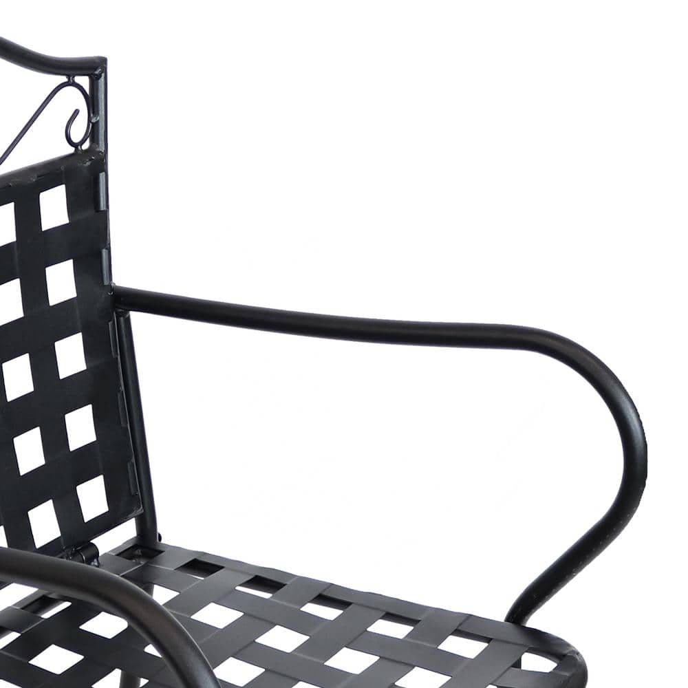 Black Wrought Iron Outdoor Bar Table and Chair Set