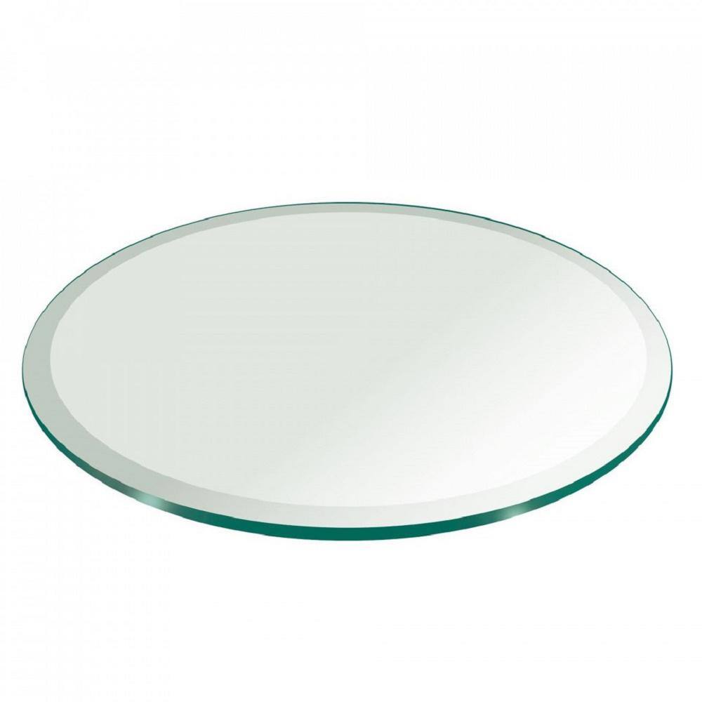 Fab Glass and Mirror 36 in. Clear Round Glass Table Top, 1/2 in