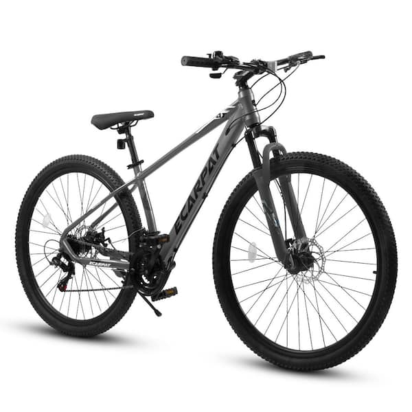 29 in. Mountain Bike 21 Speed Suspension Fork Gray Aluminum Frame Disc Brake Mountain Biking for Both Men and Women