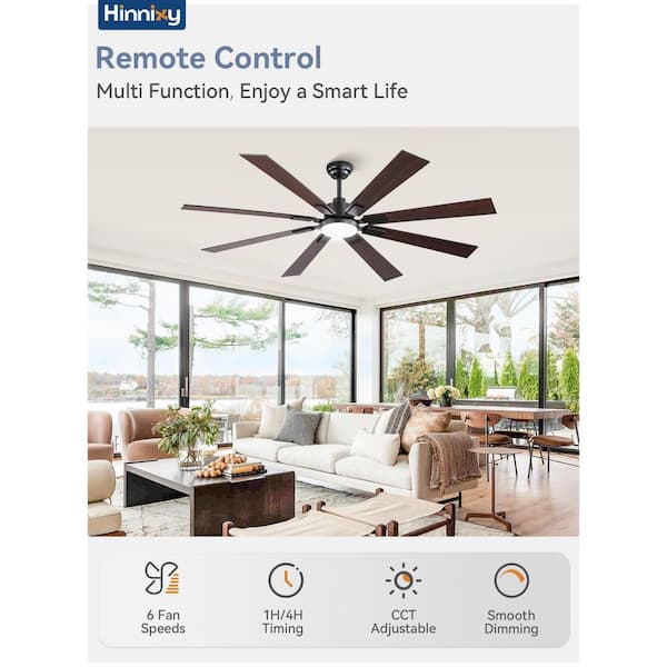 65 in. Indoor/Covered Outdoor Dimmable Industrial Black Standard Downrod Mount Ceiling Fan with Lights, Remote Control