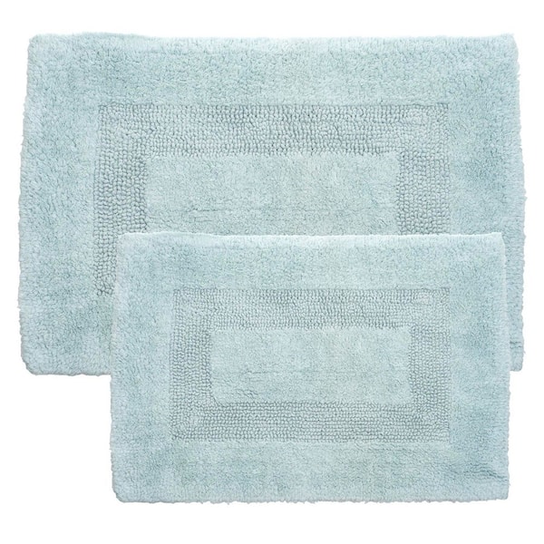 Seafoam Green 1 ft. 10 in. x 2 ft. 11 in. Cotton 2-Piece Bath Rug Set