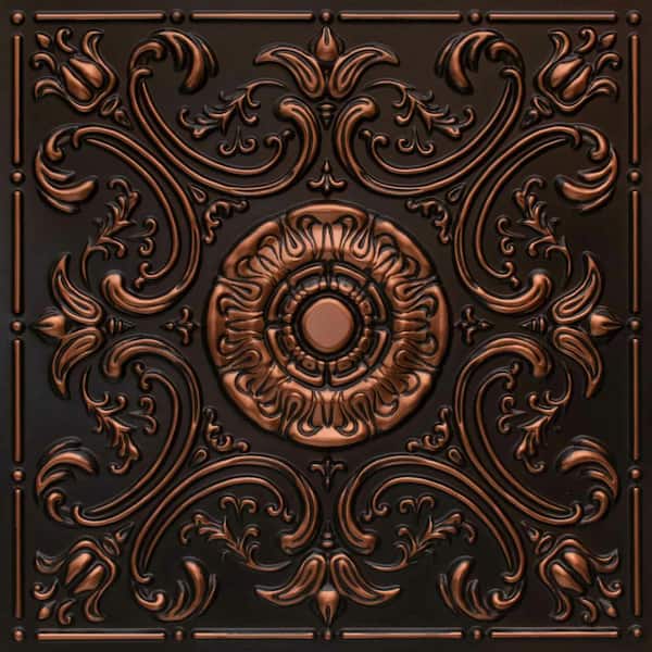 Venice Antique Copper 2 ft. x 2 ft. PVC Glue up or Lay-in Faux Tin Ceiling Tile (40 sq. ft. /Case)