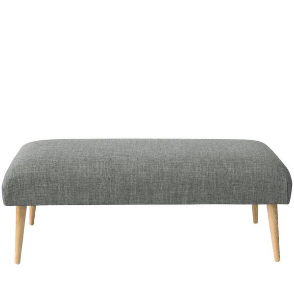 Skyline Furniture Warner Zuma Charcoal Bench with Natural Cone Legs