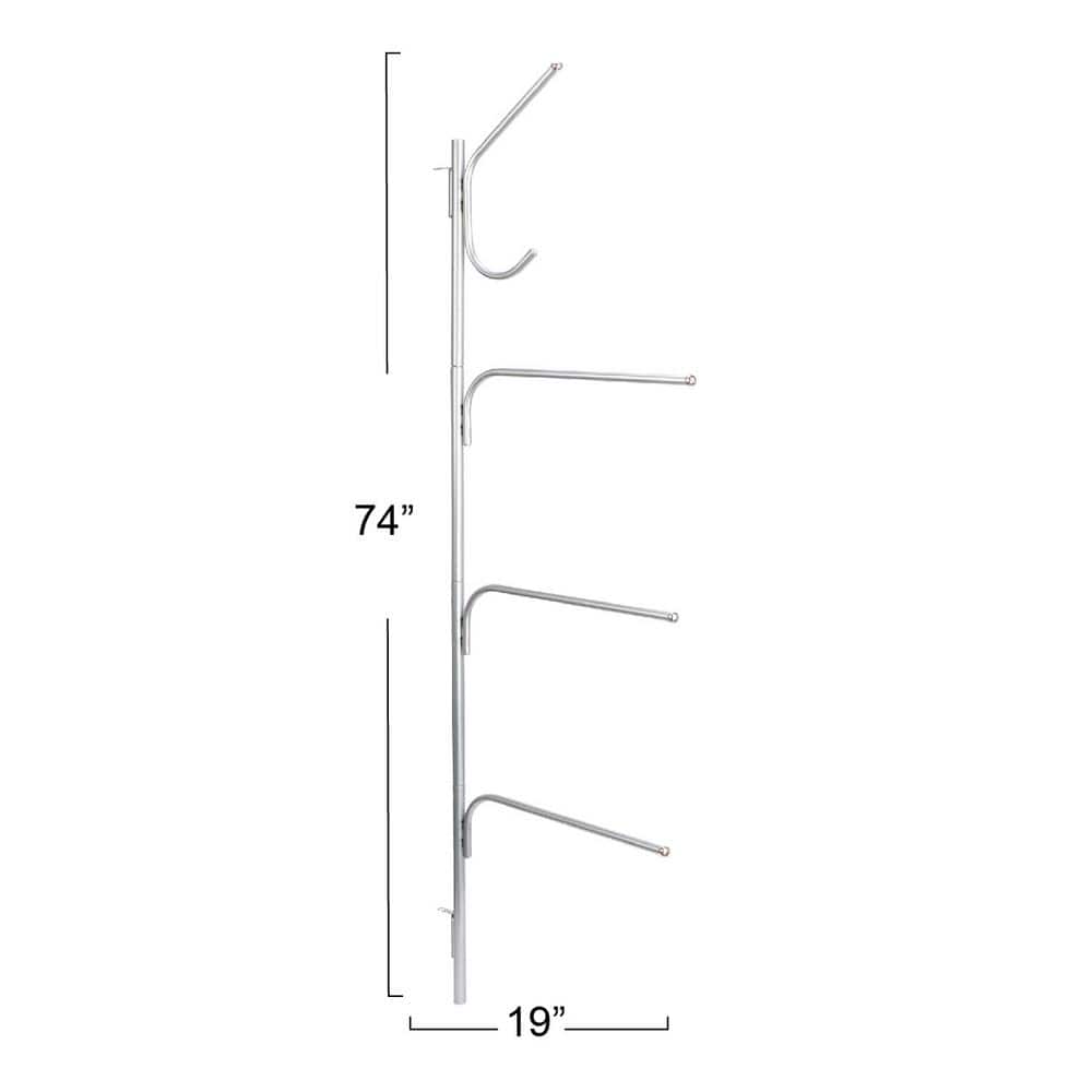 Silver Steel Wall Mounted Family Towel Bar with Swivel Arms
