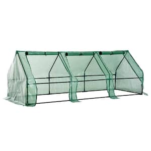 3 ft. W x 9 ft. L x 3 ft. H Portable Mini Greenhouse with 3 Large Zippered Doors Weather Protection & Durable Material