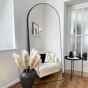 32 in. W x 71 in. H Oversized Arch Full Length Black Wall Mounted/Standing Mirror Floor Mirror